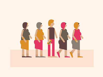 waiting in line with the ladies art clean condom design digital editorial flat grocery illustration minimal simple vector