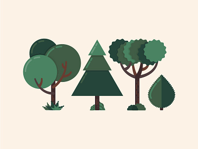 forest I art clean color cute forest geometric shape tree