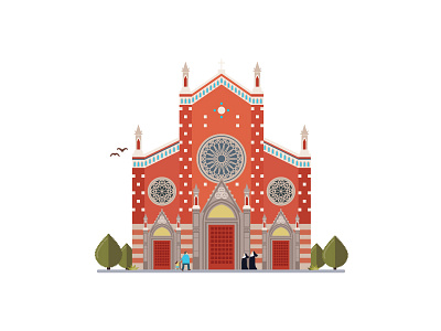 Landmarks of Istanbul - St Antuan Church architecture art building catholic church design digital illustration illustrator istanbul saint antuan