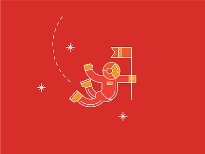 Off to New Adventures! adventure astronaut flag illustration minimal space star stroke