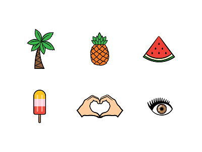 Patch 03 design eye eyelash fashion hands icon illustration palm tree patch pineapple popsicle watermelon