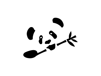 Panda I animal bamboo black design eating hungry logo panda vector white