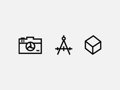 3 Icons 3d architecture black camera compasses icon logo photo photographer photography product stroke turkey