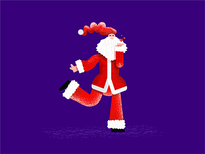 Jolly Santa christmas dancing happy illustration jolly kiss merry new year noel santa claus vector
