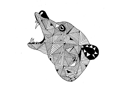 Bear Dribble bear black geometric illustration ink lines nature pattern white