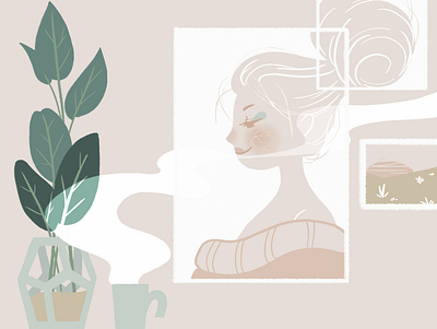 Serene drawing art girl illustration art nature photoshop art plant illustration poster sketchbook