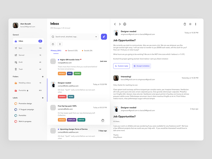 Mailbox | Dashboard email by Muftagi Arm for Visoeal Studio on Dribbble