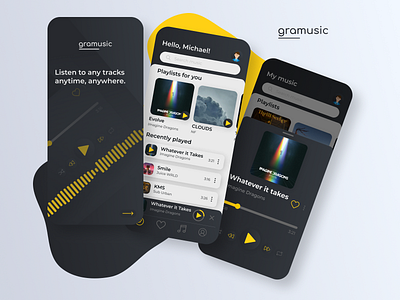Gramusic. Mobile music app. app design mobile app mobile design mobile ui music music app music player musician song songs ui ux vector