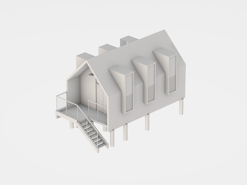 Summer cabins clay render cabin house lowpoly 3d architecture environment cinema4d