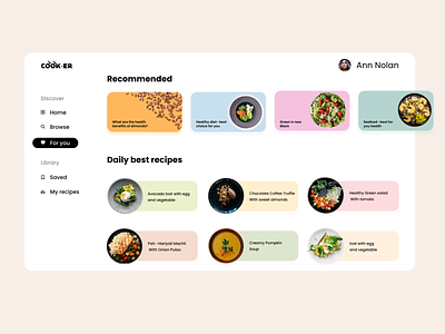 Cook-er food recipe web app cookerapp recipewebdesign webapp