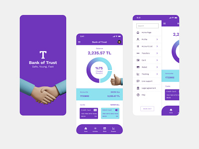 Bank of Trust Mobile Banking Application Splash and Home Page