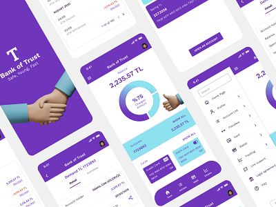 Bank of Trust Mobile Banking Application UI & UX Design banking banking dashboard credit card crypto dashboard design digital banking finance illustration logo splash ux