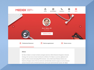 Doctor's profile for medical service center design doctor kit medical profile service ui ux visual web website