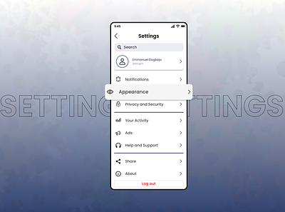 Settings Design daily ui dailyui dailyuichallenge mobile design settings settings page settings ui ui uiux ux