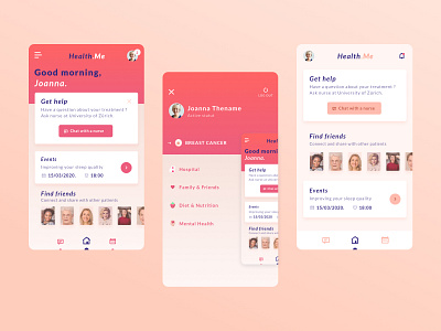 Breast Cancer • Mobile App app design cancer clean dayli dayliui flat gradient icon ios iphone mobile mobile app pink ui