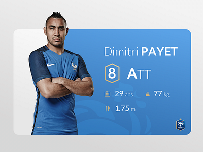 Player Card UI bio card clean euro flat football france french info soccer stats ui