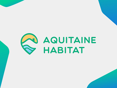 Aquitaine Habitat - Logo blue build builder colors french gradient green home house identity logo