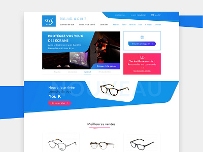 Krys - Home blue colors dayli french glasses home red ui webdesign