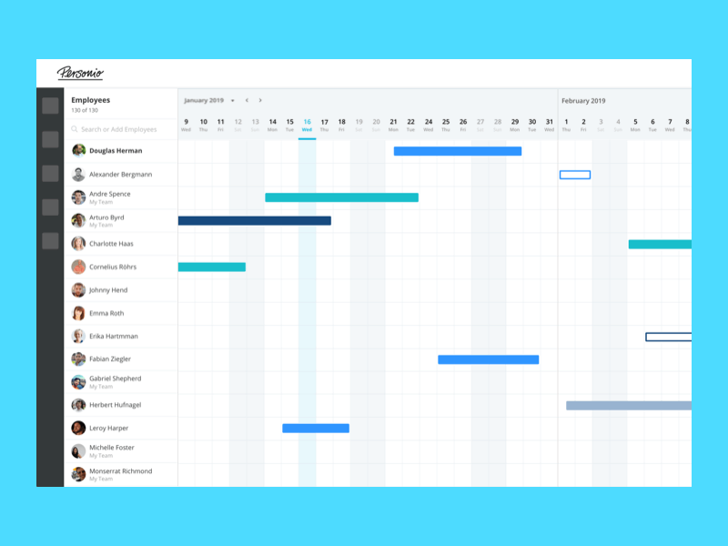 Personio Absence Calendar Redesign absences animation calendar hr hr software interaction design time off timeline ui ux vacation web website