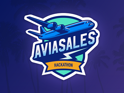 Hackathon Sticker aviasales badge hackathon lightning logo plane sports