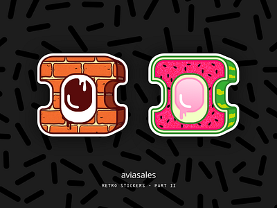 Retro Stickers (Part 2) aviasales brick eye illustration logo mtv pattern retro stickers wall watermelon