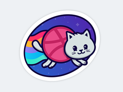 Dribbble Sticker Pack Playoff ball cat dribbble nyan rainbow space sticker stickermule