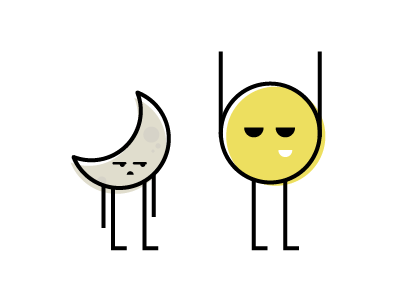 Best buddies 2d happy illustration moon sad sun vector