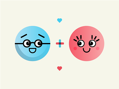 Blue And Red circles colour cute faces happy icons love shapes