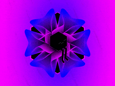 Lonely cube in the void vomit vonster maths rain psychadelic trippy flower cube character 80s space