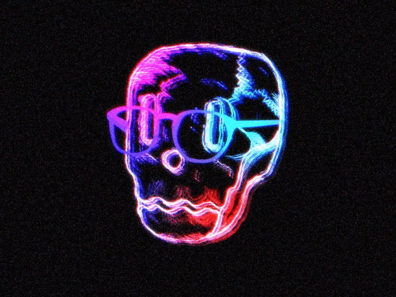 Self Portrait 2d 80s glasses glitch neon skull skull a day