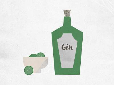 Gin Bottle with Limes bottle gin happy hour illlustration limes