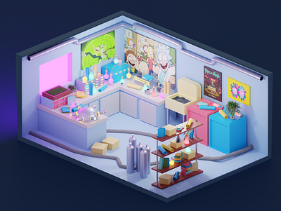 room Rick and Morty 3d