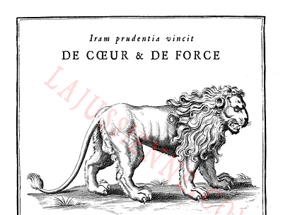 Ex-libris personnalisé bookplate design devise ex libris illustration lion logo typography