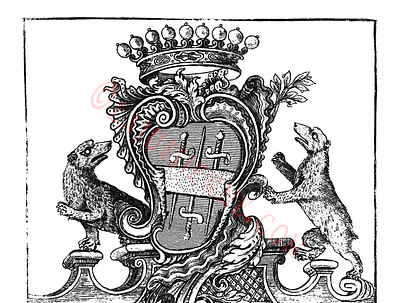 Ex-libris armorié - réalisation La Jussienne bookplate branding design devise ex libris graphic design heraldic heraldry illustration logo