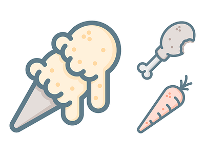 Quick Food Icons carrot chicken ice cream iconography icons illustrator meat turkey vector vegetables veggies