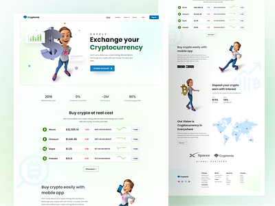 Cryptocurrency Landing Page Design business crypto crypto currency currency design landing page design minimal page trend 2021 trendy trendy design ui ui design ux ux design web web design web page website website design