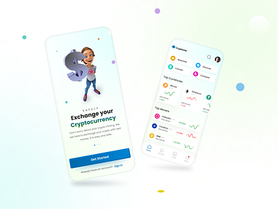 Cryptocurrency Mobile App Design app app design block chain business clean design crypto crypto app cryptocurrency currency design design trend ios minimal design mobile mobile app mobile design trendy design ui uiux ux