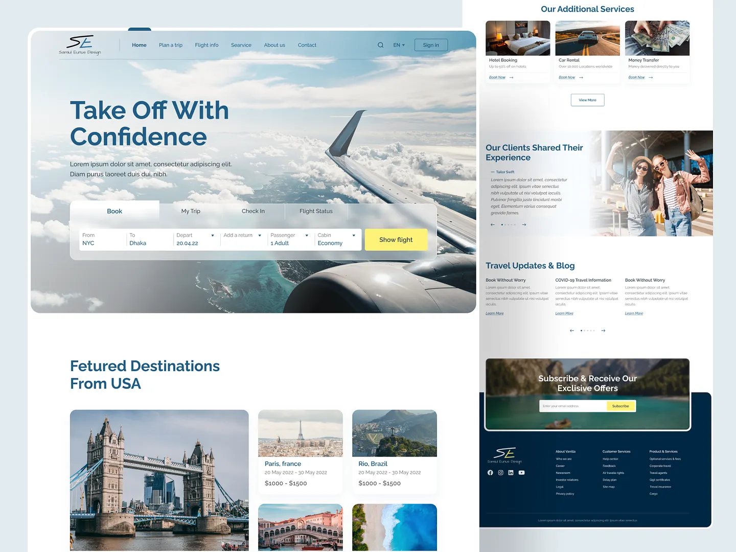 Modern Airline Website Design for Seamless Travel Booking