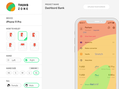Thumb Zone Dashboard app dashboard device mobile usability