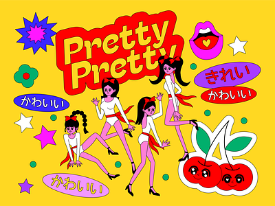 Pretty girls animation app character girl icon illustration logo love typography ui vector