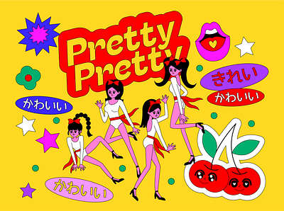 Pretty girls animation app character girl icon illustration logo love typography ui vector