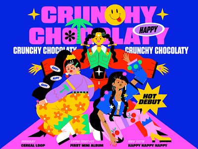 Crunchy Chocolaty animation branding character fashion girl girl illustration icon illustration logo love typography ui