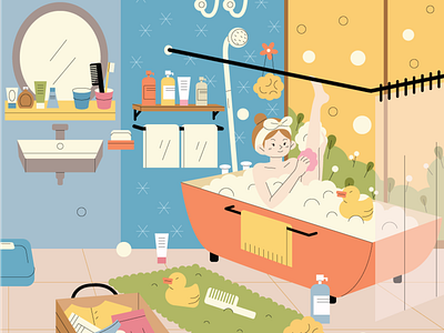 Bathroom advertisements animation art artwork bath bathroom blog branding character design drawing girl graphic home house illustration illustrator love vector web