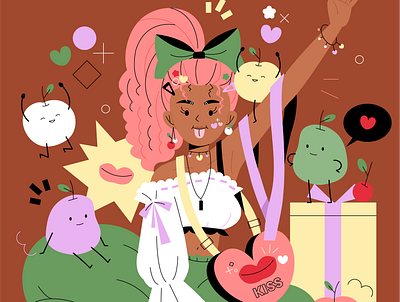 Pee-eachhh animation apple book character girl graphic idol illustration illustrator love music peach pear poster vector