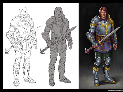 warrior process characterartist characterdesign concept art illustration medieval warrior wip