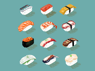 Sushi postcards illustration sushi