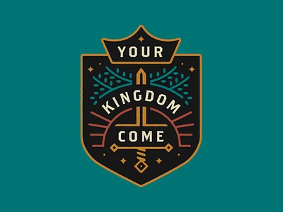 Your Kingdom Come Series badge crown heaven illustration kingdom linework prayer series sermon shield star sword type typography