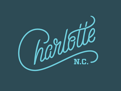 Charlotte blue c charlotte city lettering north carolina script type typography