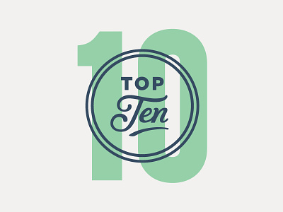 Top 10 10 green lettering logo number ten top type typography