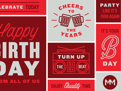 Cheers to the years birthday card celebration cheers color blocks illustration party red type typography